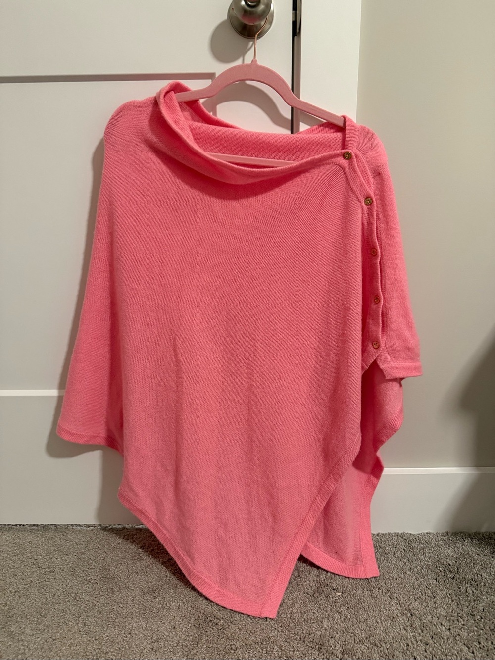 Lilly Pulitzer 100% Cashmere Women's Button-Shoulder Knit Poncho Sweater